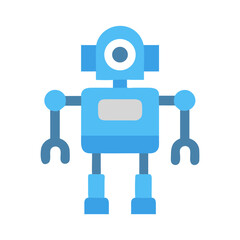 Blue Cartoon Robot Character on Black Background