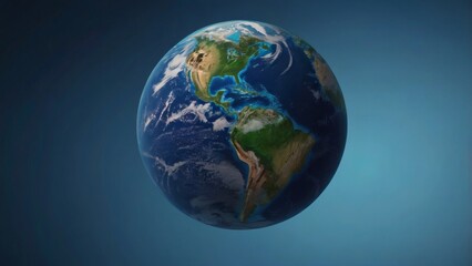 Earth Globe on Blue Background