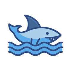 Cartoon Shark Swimming in Blue Water Illustration Vector
