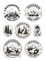 Obraz premium set of vintage hand drawn outdoor adventure badges and labels