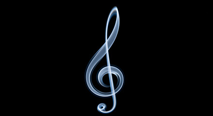 Fototapeta premium Elegant Treble Clef Crafted From Flowing Vapor On Black Background