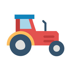 Flat Design Tractor Icon on Black Background Illustration