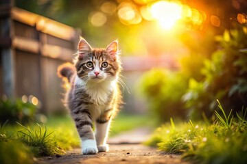 Obraz premium Adorable Cat Outdoor Long Exposure Home Fun