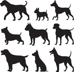 Loyal Dog Sitting Silhouette

Playful Puppy Running Vector

Dog with Paw Up Silhouette Scene

Alert Guard Dog Vector Design

Dog and Owner Walking Silhouette