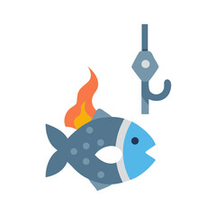 Fish on Fire: A Unique Fishing Illustration Concept