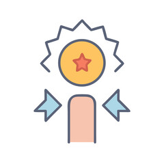 Achievement medal icon with star and arrow ribbons