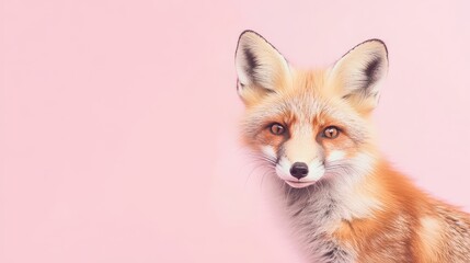 Fox against a pink backdrop