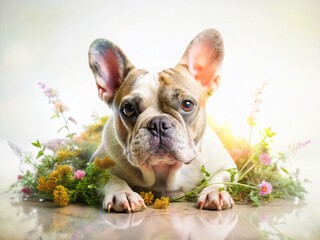 Fototapeta premium Adorable French Bulldog Double Exposure Studio Shot - Pet Photography