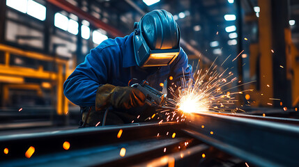Welder Working in Industrial Setting