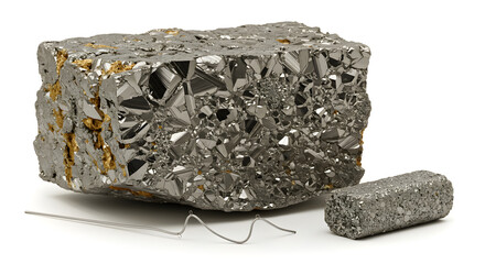 Raw Titanium Specimen With Sublimation Refined Crystals Displayed on White