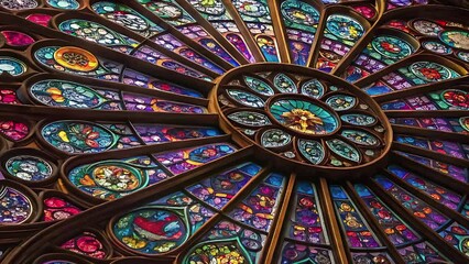 stained glass window in notre dame de paris - Powered by Adobe
