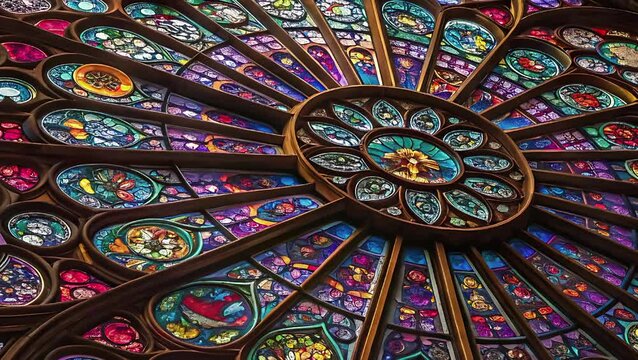 stained glass window in notre dame de paris