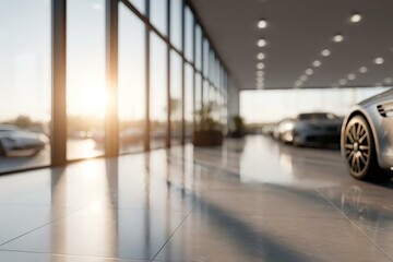 Bright and Spacious Car Showroom with Modern Design Elements