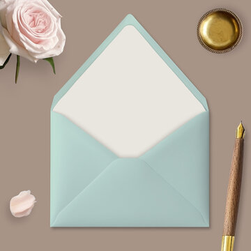 Mockup of a blank envelope with a liner, styled photo template