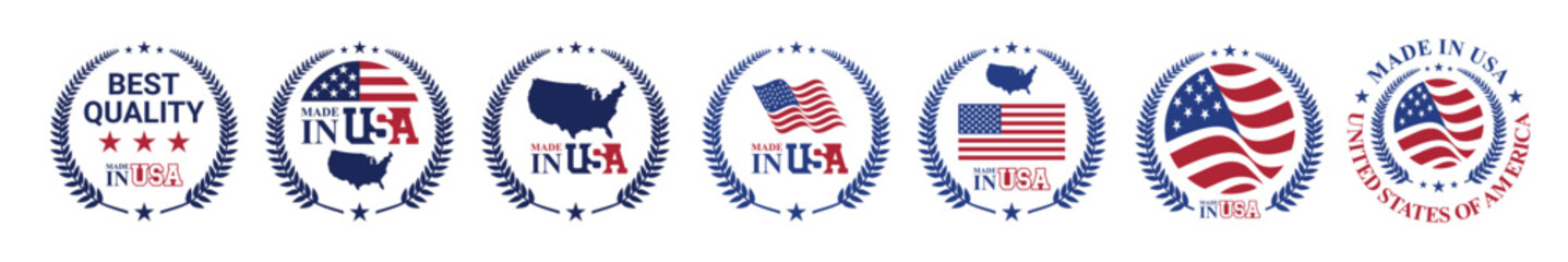 set of made in USA circle sign for labels, stamps, stickers, etc.	