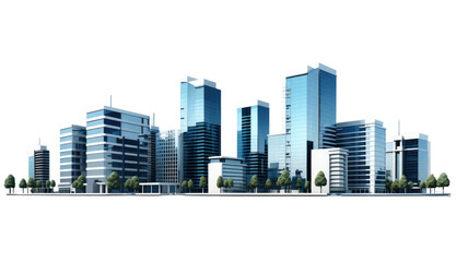 Modern business office buildings on white background