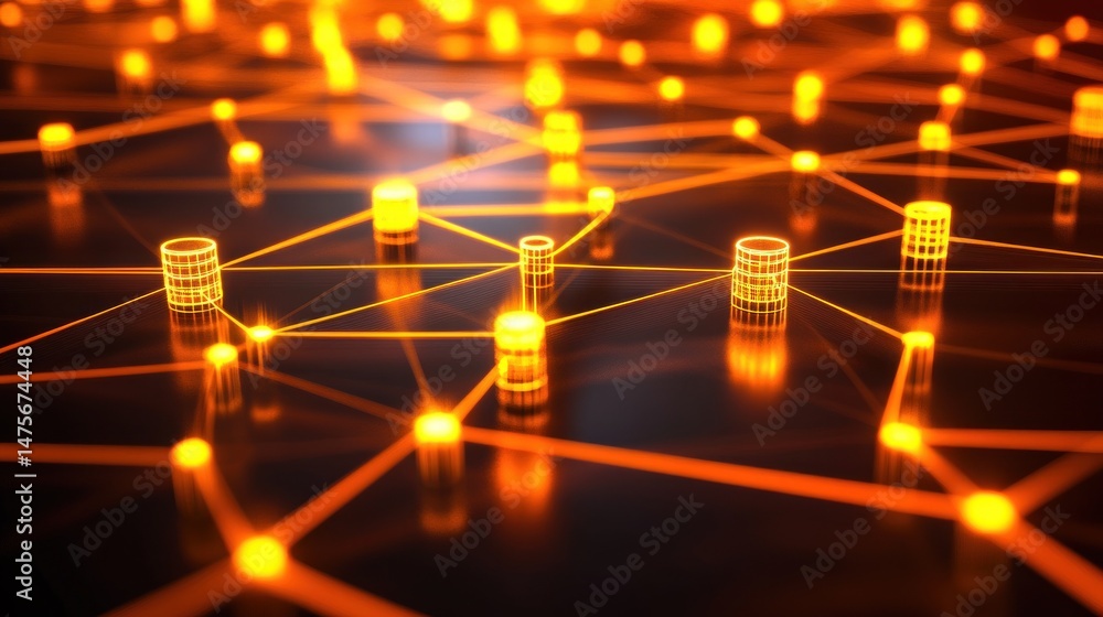 Poster abstract network of interconnected data points
