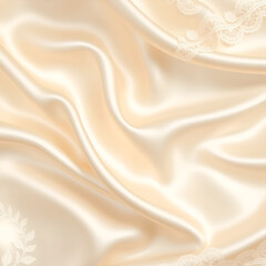 Obraz premium Satin And Lace Background. Ivory beige soft silky sati