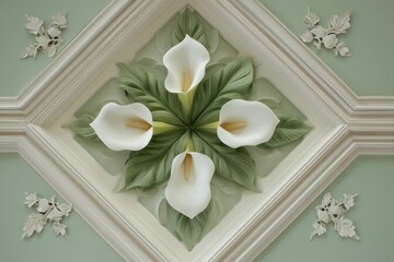 Ornate ceiling design featuring stylized floral motifs.