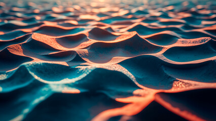 Geometric Sand Abstraction - Layers of Teal, Crimson, and Ochre