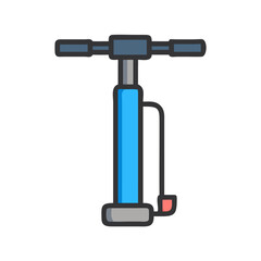 Blue and Gray Bicycle Floor Pump Clip Art Image