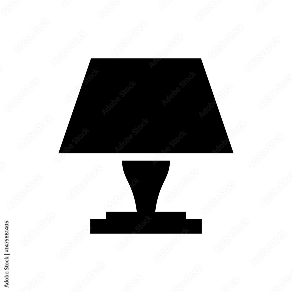 Aufkleber silhouette of a table lamp with a trapezoidal shade and a decorative base providing illumination ind