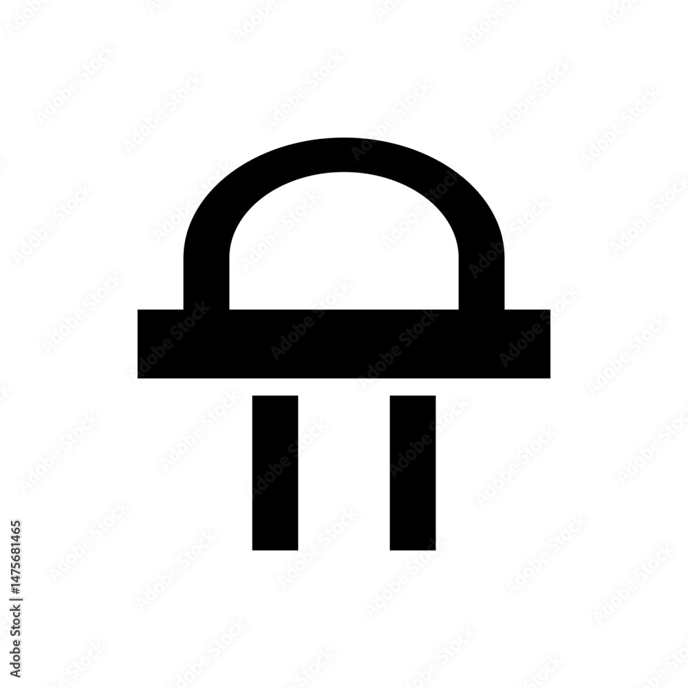 Poster a minimalistic illustration of a black lock with a rounded top and two vertical bars on a white back