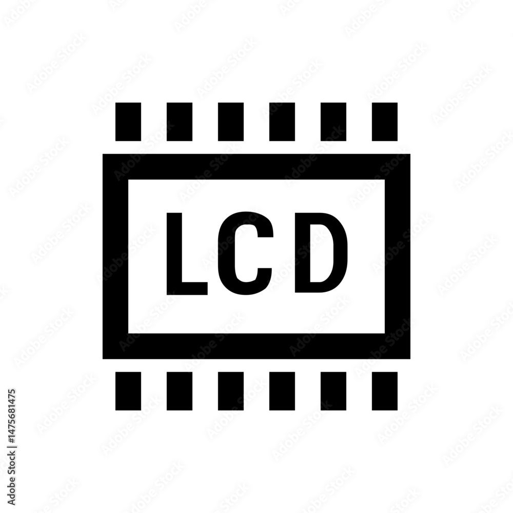 Poster illustration of the letters lcd in bold black font centered on a white background with black borders