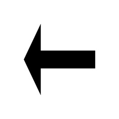 A simple black arrow pointing towards the left direction on a plain white background illustration image