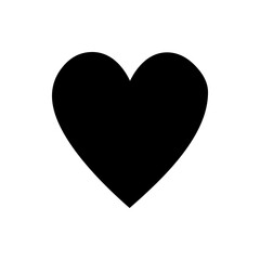 A simple black heart shape with smooth curves and a pointed bottom on a white background graphic art design