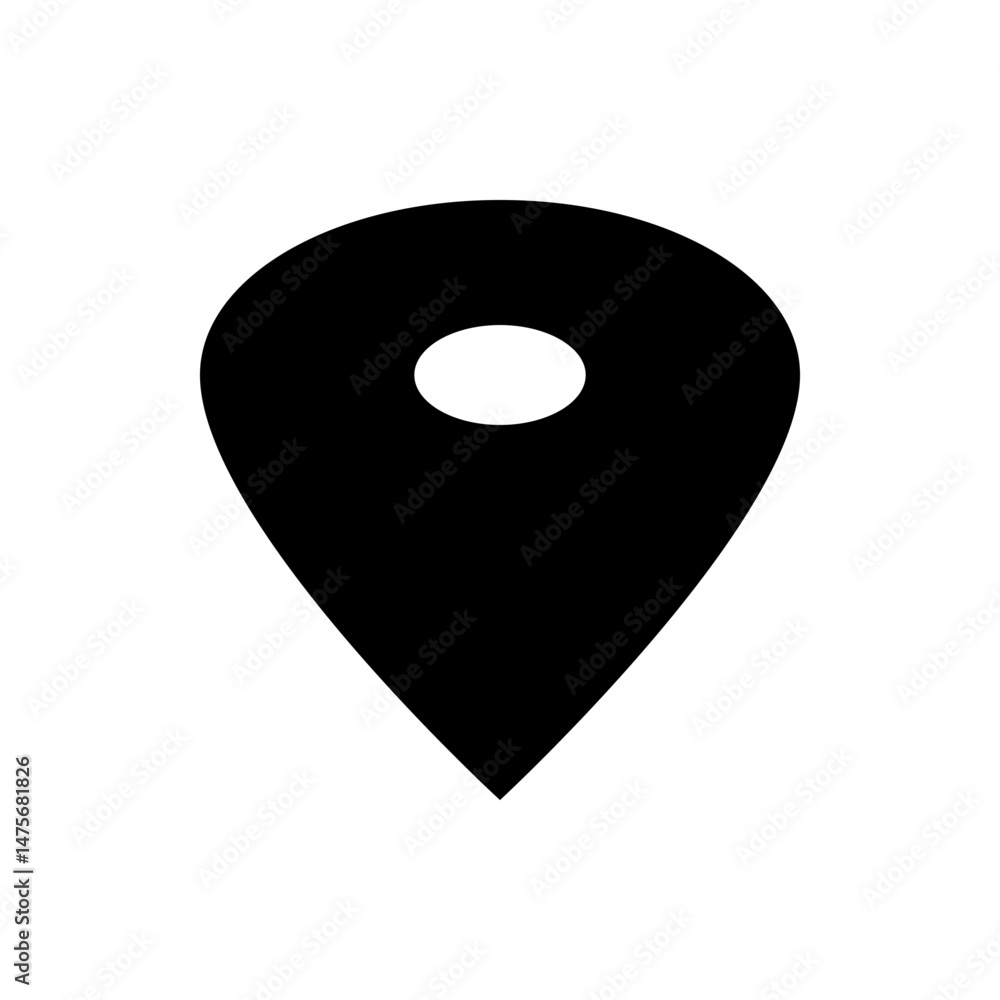 Poster black location pin with a white circle in the center indicating a specific point on a map or locatio