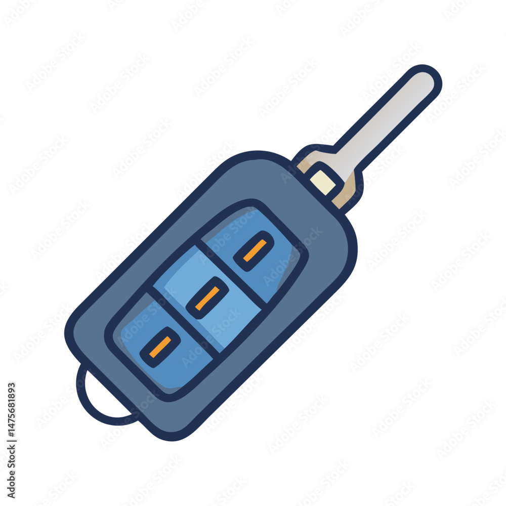 Poster car key icon with buttons and black background