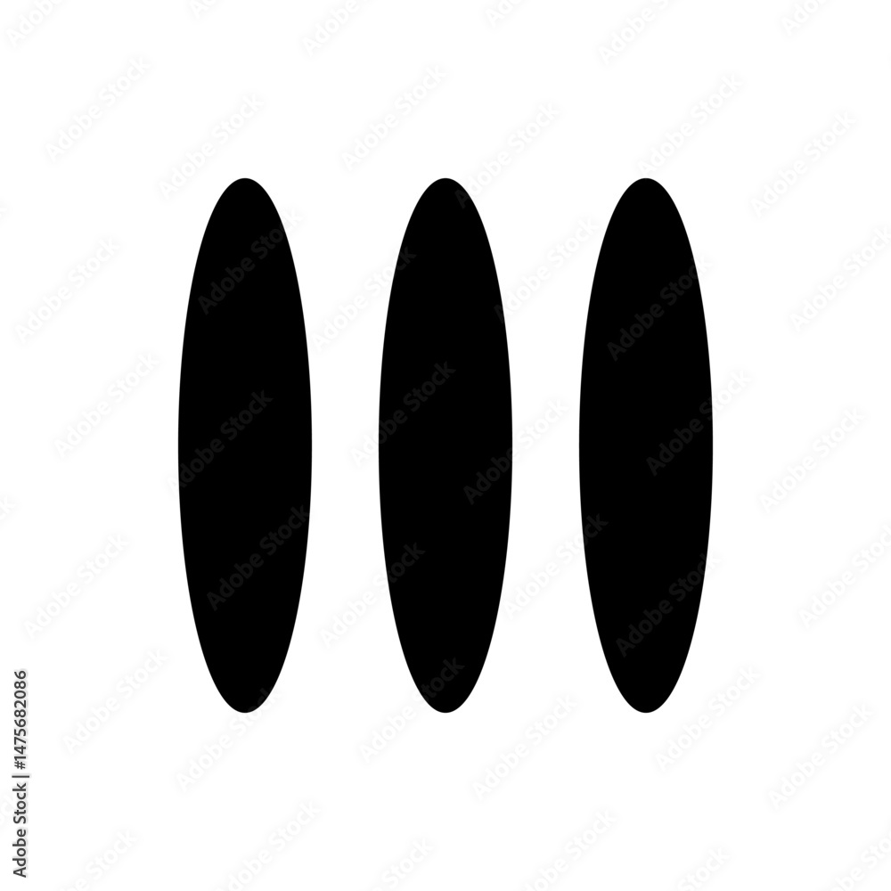 Poster three black circles aligned horizontally on a white background representing a loading or more option