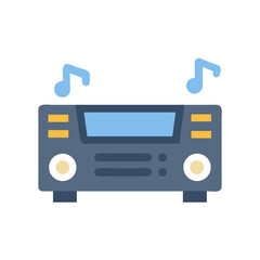 Retro Radio Icon: Music Listening on Modern Device