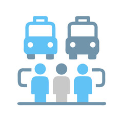 Public transportation icon with people waiting for bus