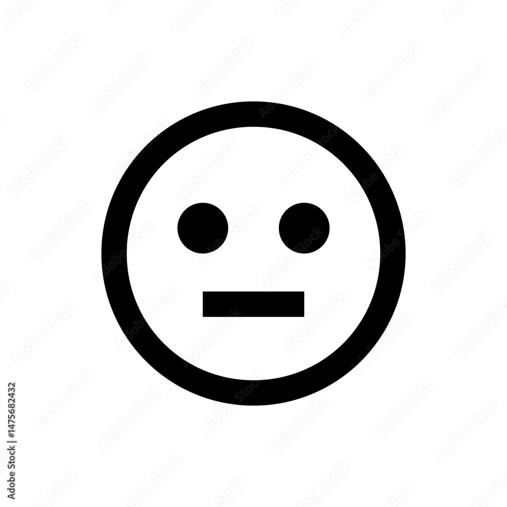 Poster simple emoticon with two circular eyes and a rectangular mouth inside a circular border design vecto