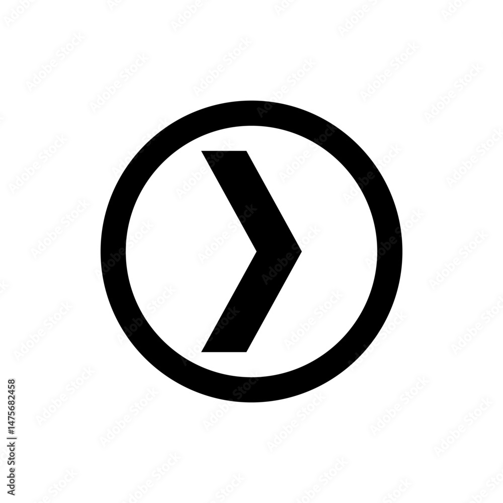 Poster black arrow pointing right enclosed within a black circle on a white background simple and clean des