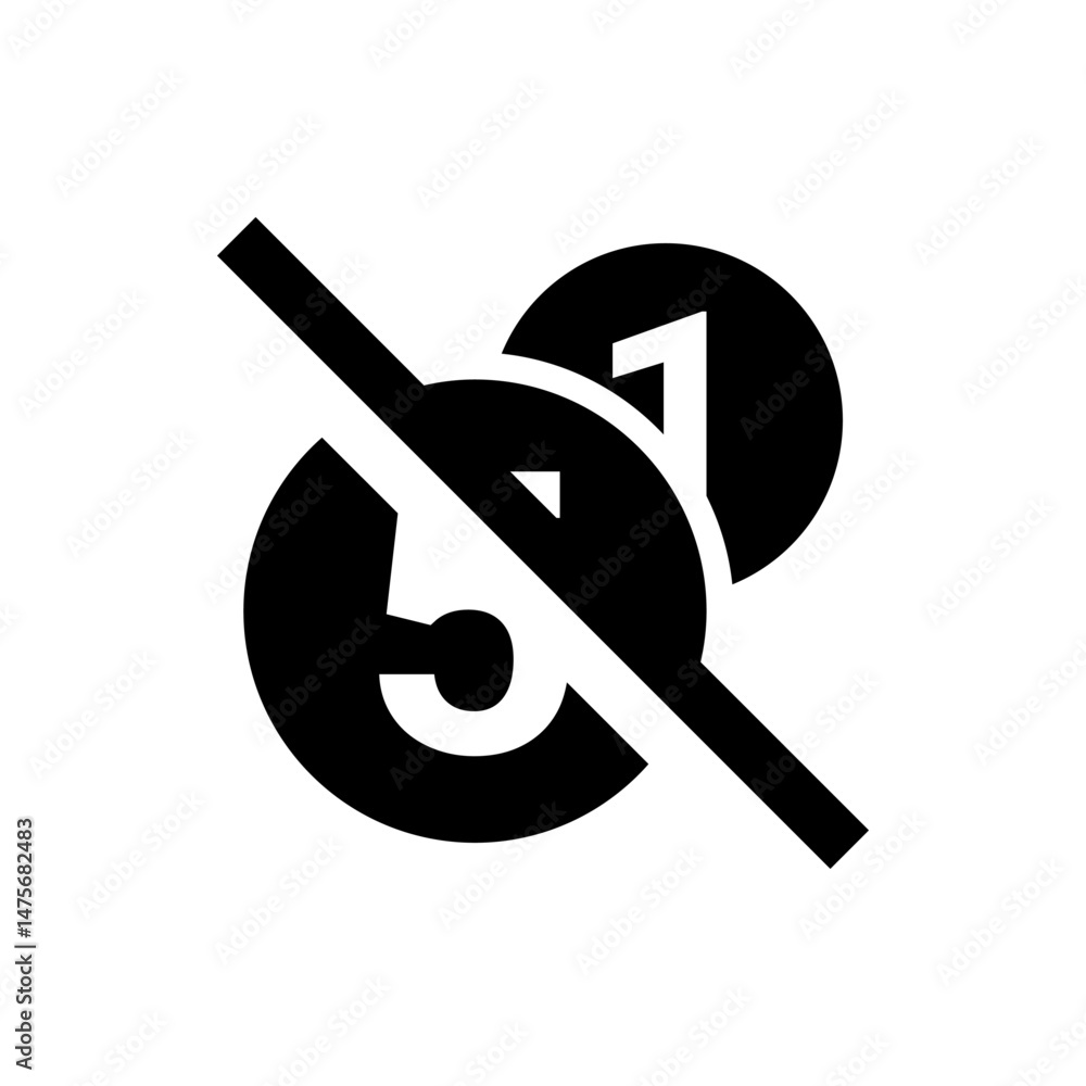 Poster illustration of two overlapping circles with numbers five and one crossed by a diagonal line graphic