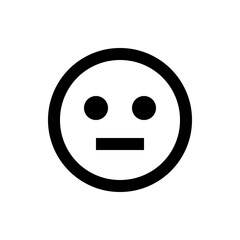 Simple emoticon with two circular eyes and a rectangular mouth inside a circular border design vector