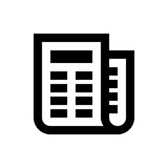 Fototapeta premium A newspaper icon featuring a bold black outline with rectangular content sections and a curled edge design element