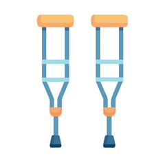 Crutches illustration on black background, medical mobility device