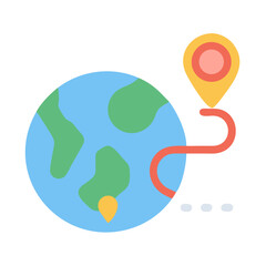 Global Reach: Route between the Earth and location pin