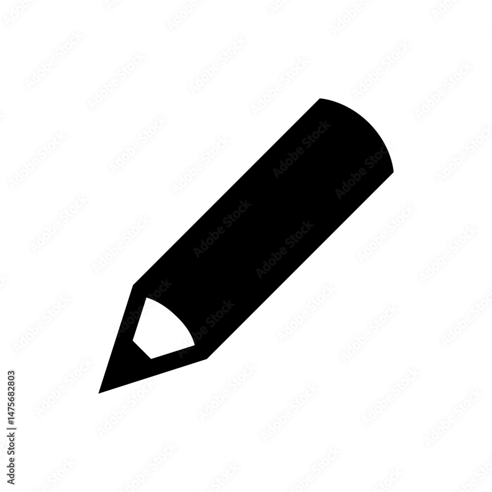 Poster a simple black and white graphic of a pencil with a sharpened point and eraser end illustration icon