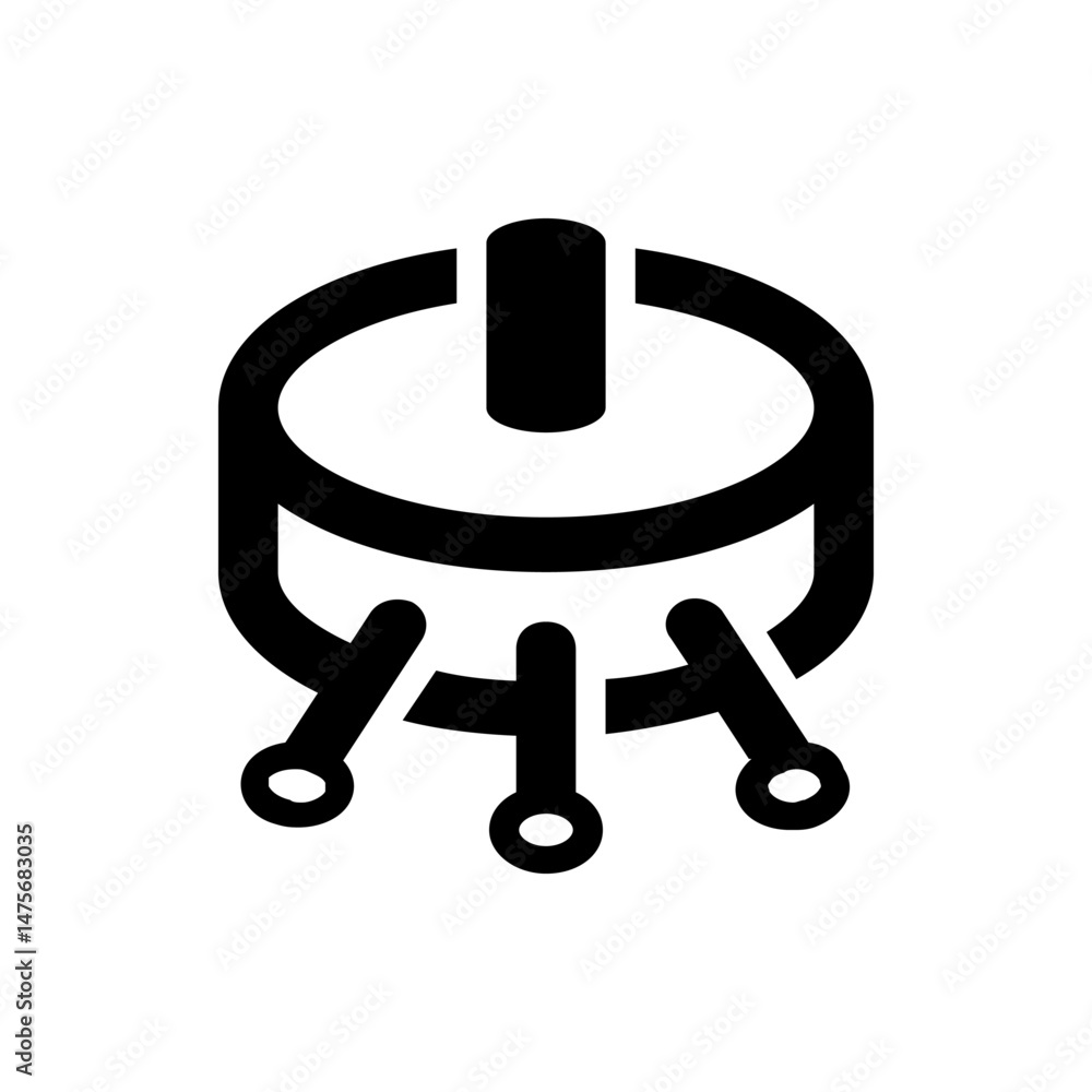 Poster illustration of a black rotary switch with three terminals and a central knob in a simple design