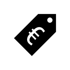 Black tag with euro symbol and a white circle in the top right corner indicating a price or value label