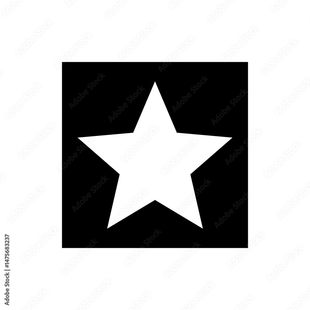 Poster white five pointed star centered on a black background creating a simple and stark graphic design el