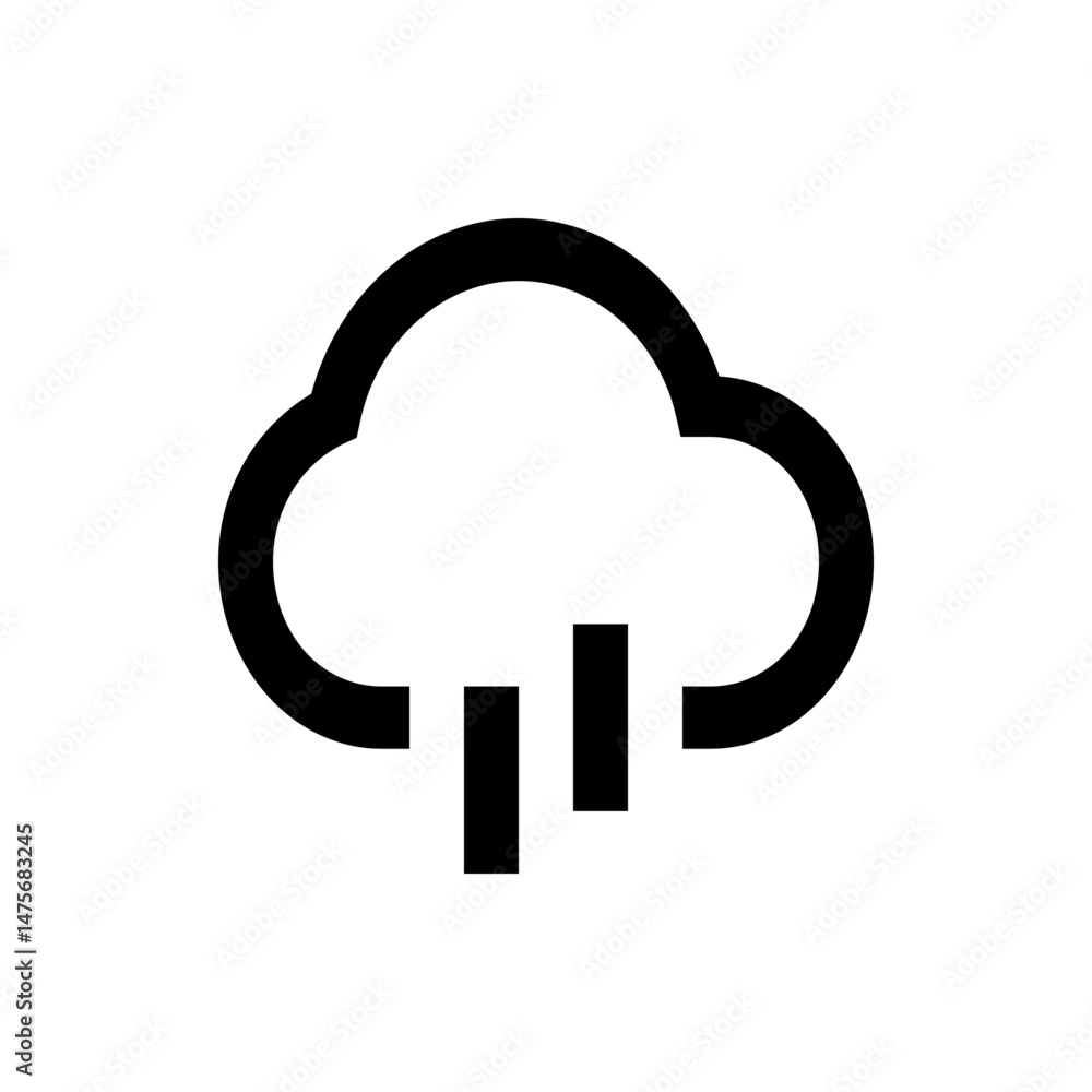 Poster illustration of a stylized tree with a rounded canopy and a simple trunk in black and white color pa