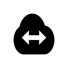 Black cloud shape with a white double headed arrow pointing both ways in the center of the cloud shape