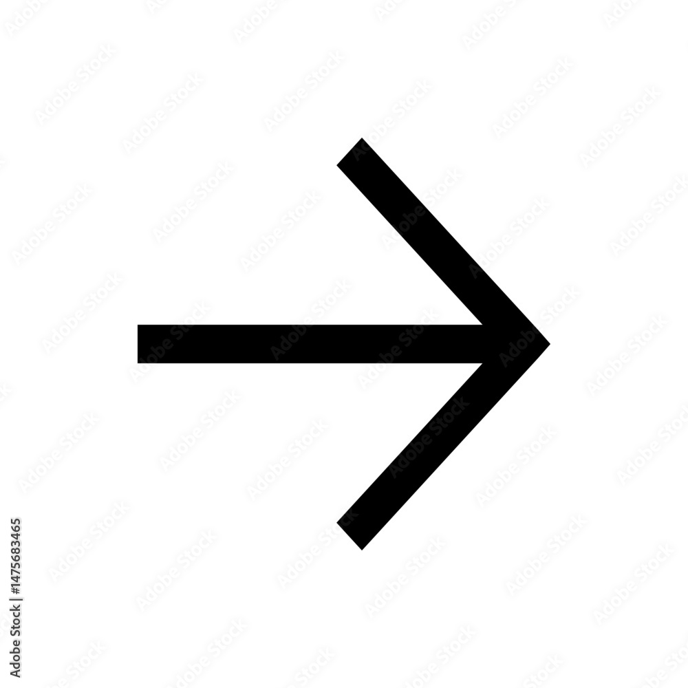 Aufkleber black arrow pointing right with a thick horizontal line and angled head on a white background image 