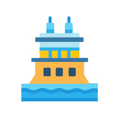 Obraz premium Flat Vector Icon of a Passenger Ferry Boat